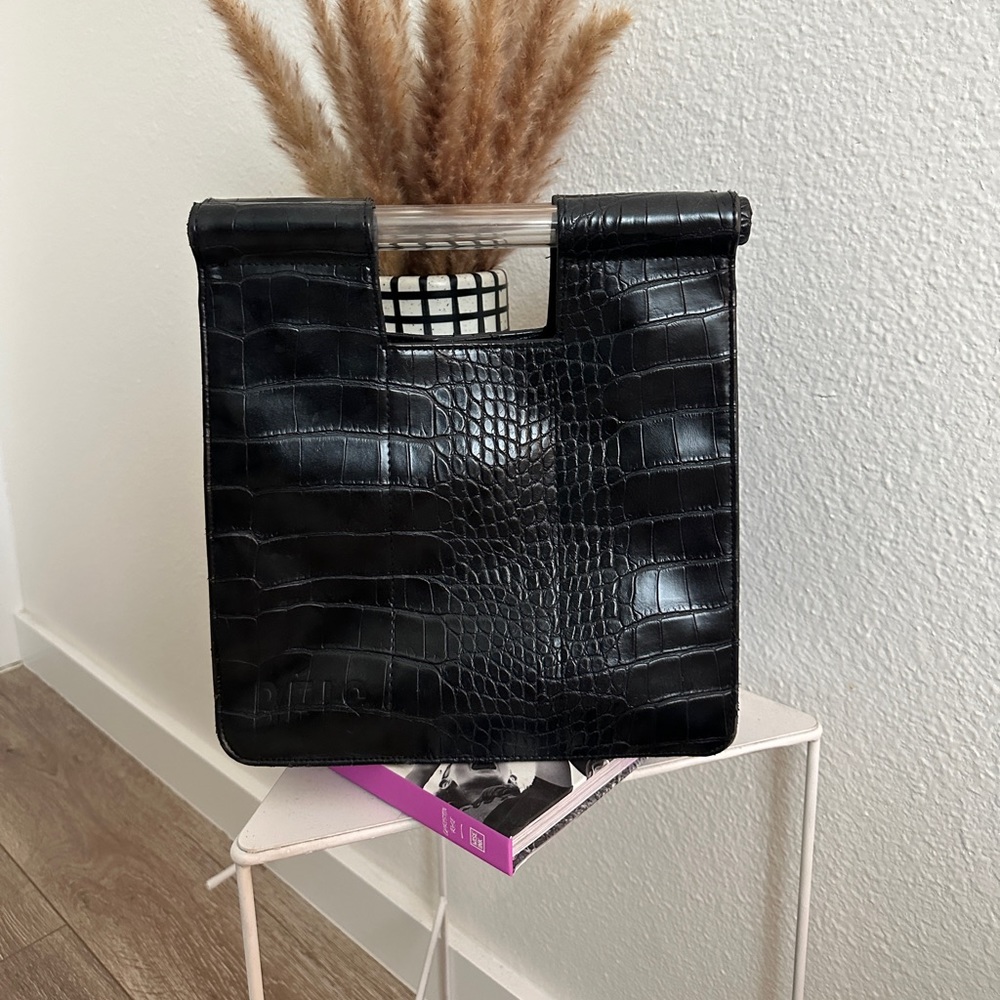Beis The Crossbody in Black Croc